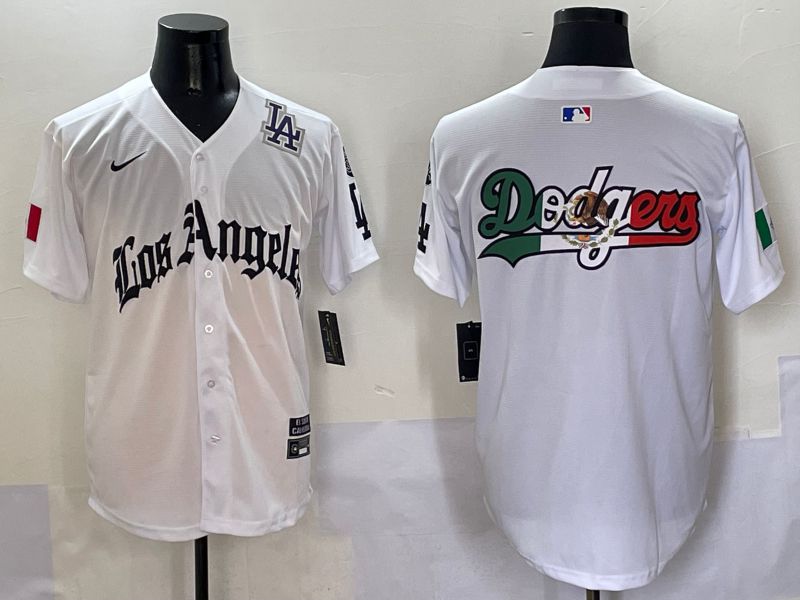 Men Los Angeles Dodgers Blank White Five generations Joint Name 2025 Nike MLB Jersey style 13->los angeles dodgers->MLB Jersey